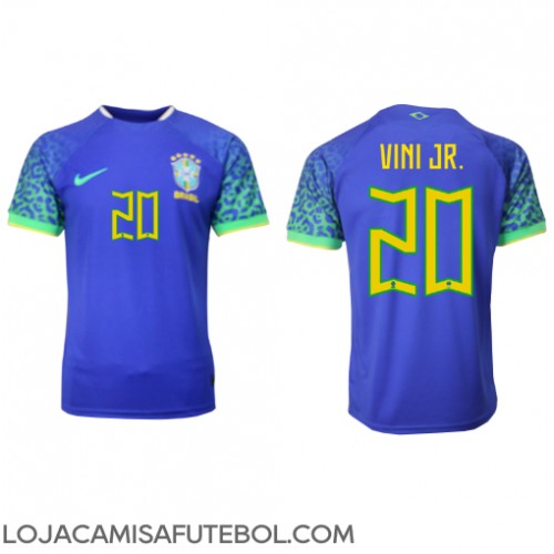 Camisa de Futebol Brasil Vinicius Junior #20 Equipamento Secundário Mundo 2022 Manga Curta